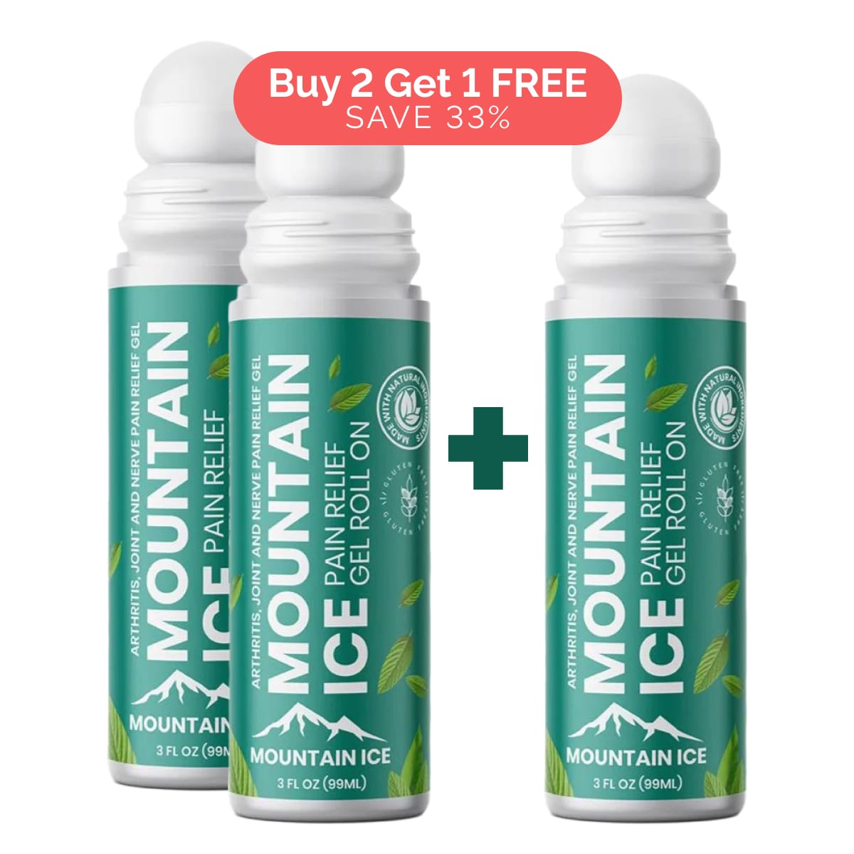 Mountain Ice Arthritis, Joint and Nerve Pain Relief Roll-on 2+1 FREE