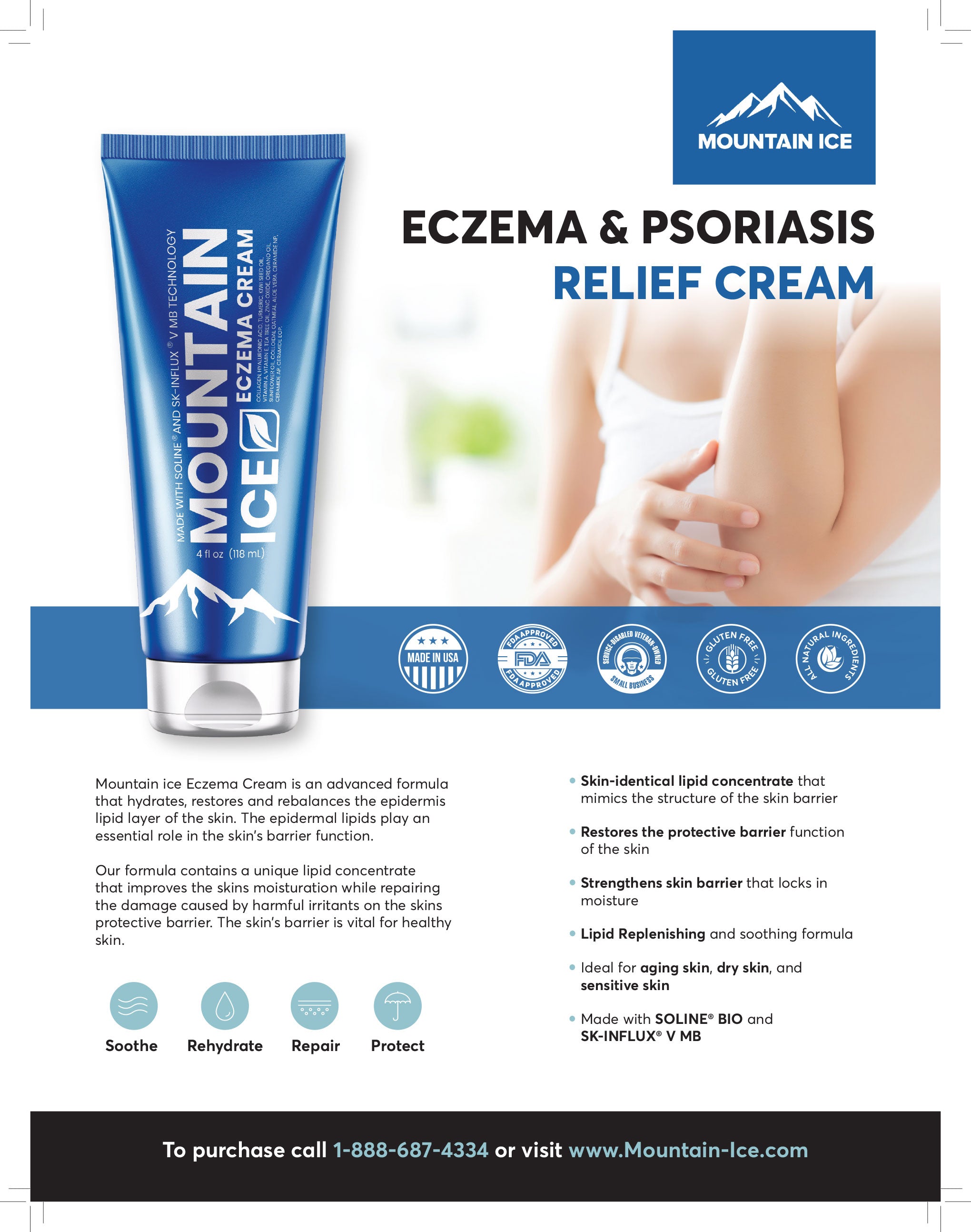 Mountain Ice Eczema Restoring Cream (Rebuild the Skin's Barrier and Retain Moisture Better)