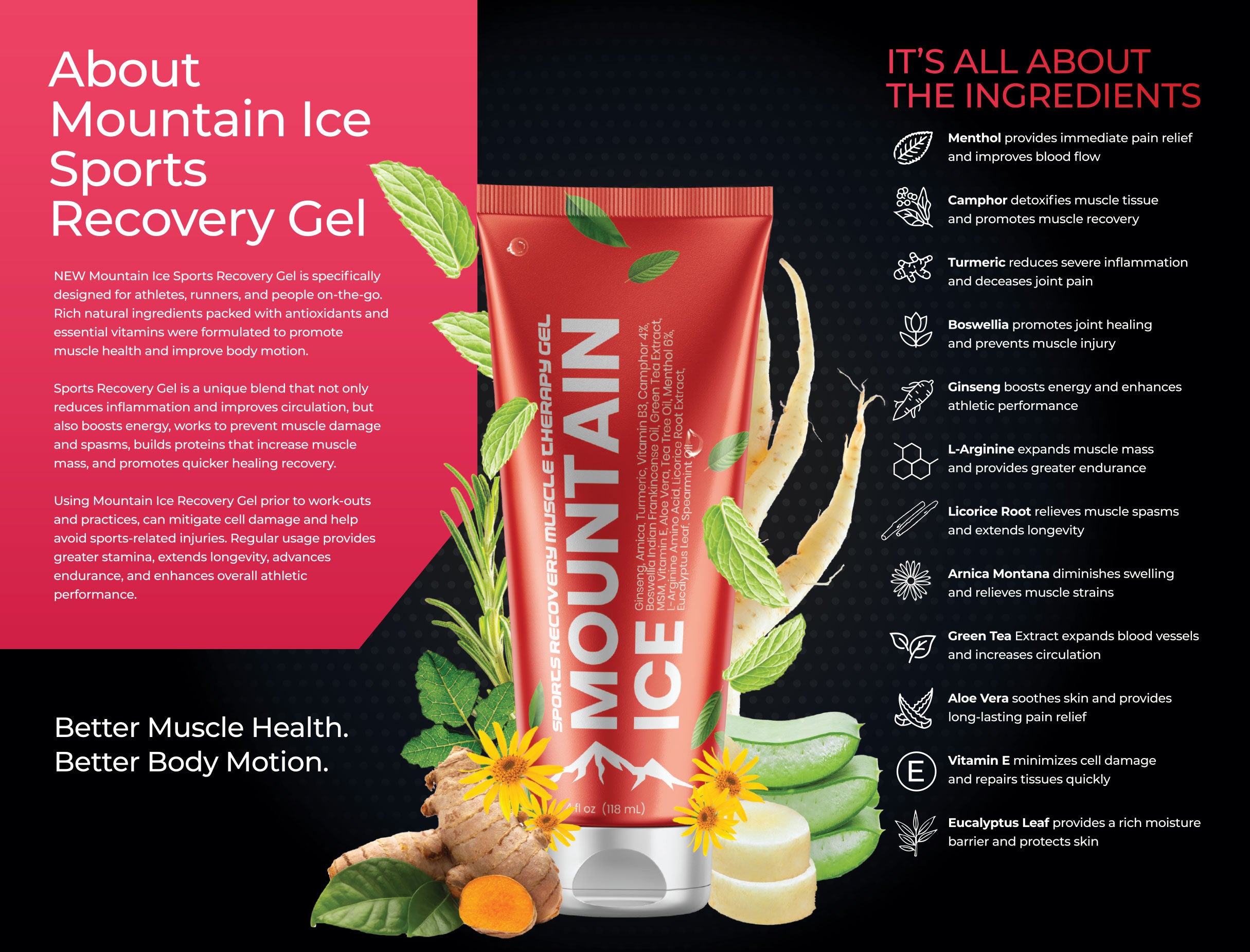 Pain Relief | Mountain Ice Sports Recovery Muscle Therapy Gel 4oz Tube | Mountain Ice